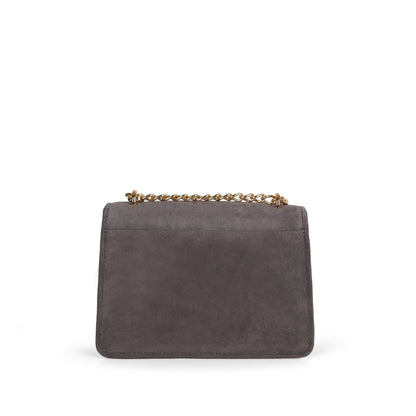 Blair gray suede bag, back view