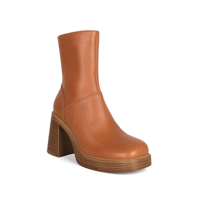 Brenda Platform Boot Cognac Leather