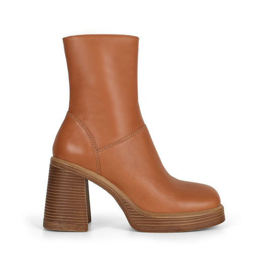 Brenda Platform Boot Cognac Leather