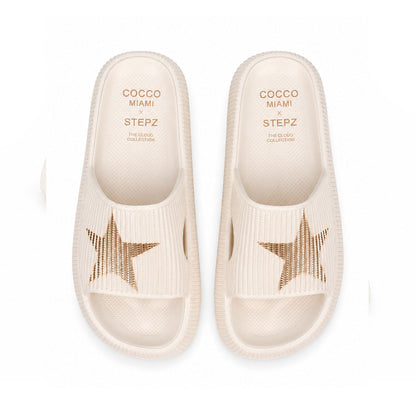 Cocco Miami x Stepz Cloud Slides in star ivory, view 5
