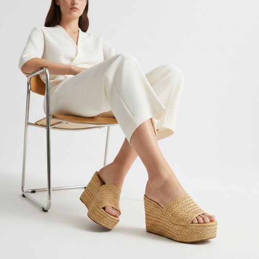 Darina Platform Sandal Natural Braided