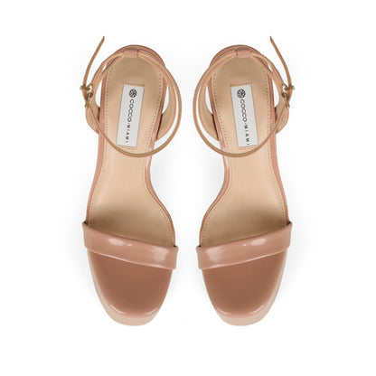 Darla Platform Sandal Nude Patent Leather, view 4