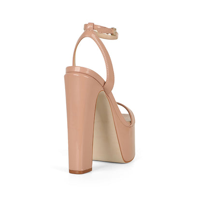 Darla Platform Sandal Nude Patent Leather, view 5