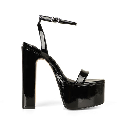 Darla Platform Sandal Black Patent Leather