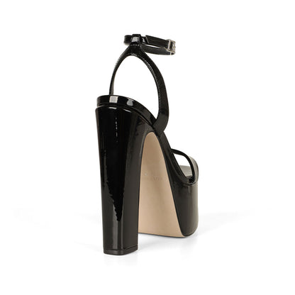 Darla Platform Sandal Black Patent Leather, view 5