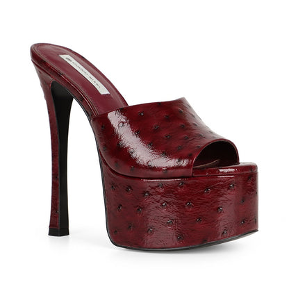 Debbie Ostrich-Effect Platform Ruby, view 3