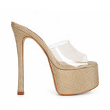 Debbie Platform Transparent Gold Vinyl