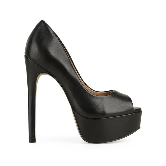 Deisi Peep Toe Leather Black