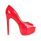 Deisi Peep Toe Red Patent Leather