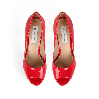 Deisi Peep Toe Red Patent Leather, view 4