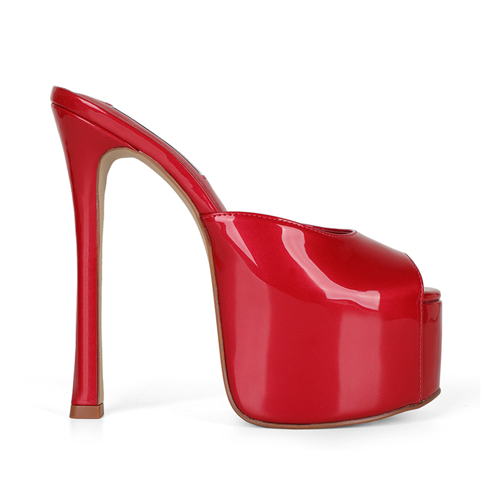 Demi Platform Mule Red Patent Leather