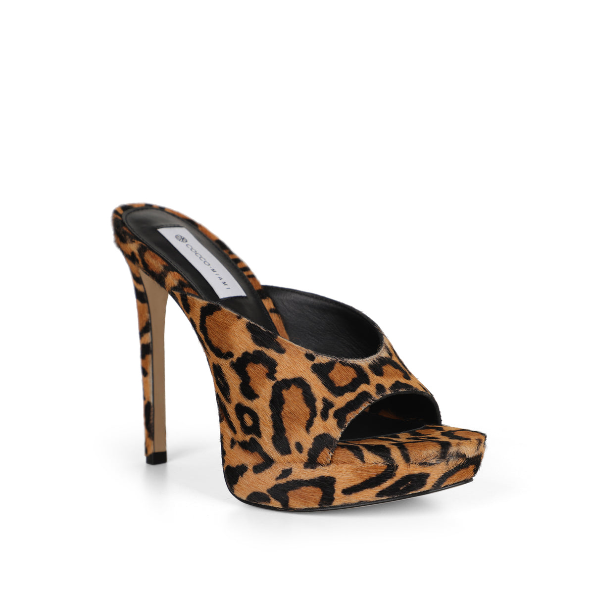 Elena Platform Mule Leopard Hair-On Leather, view 3