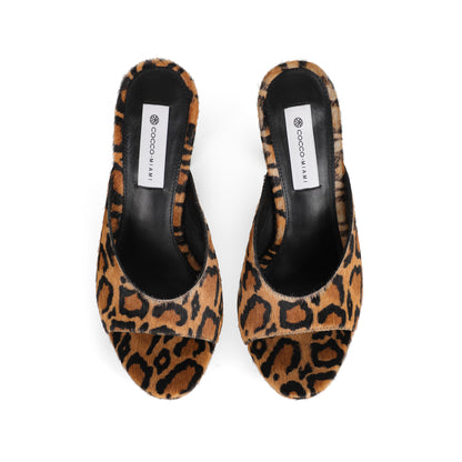 Elena Platform Mule Leopard Hair-On Leather, view 4