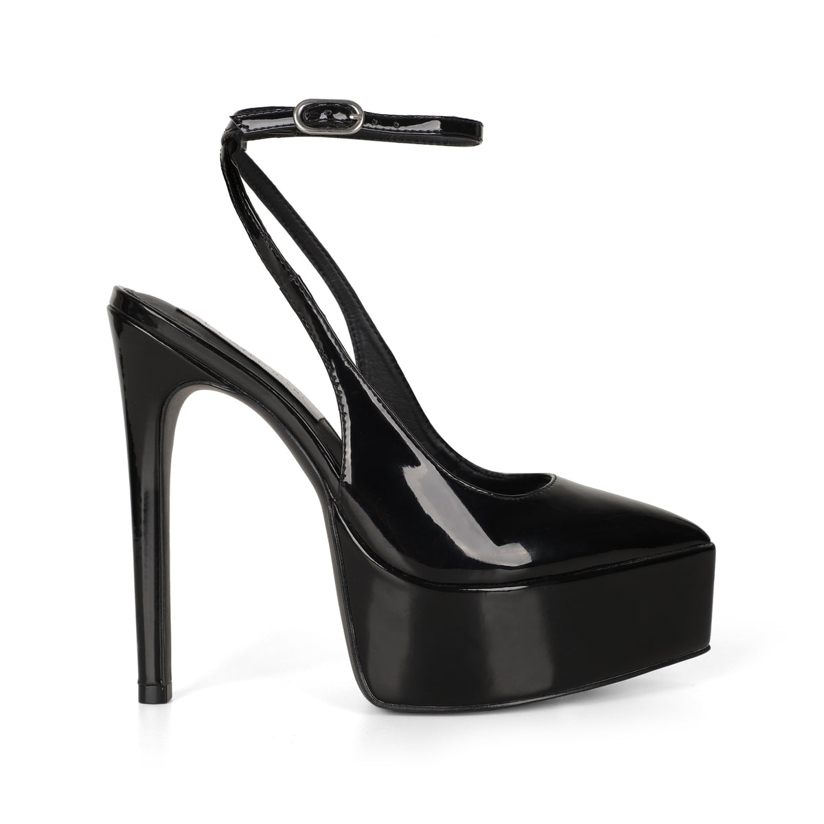 Elle Platform Slingback Pump Black Patent Leather, side view
