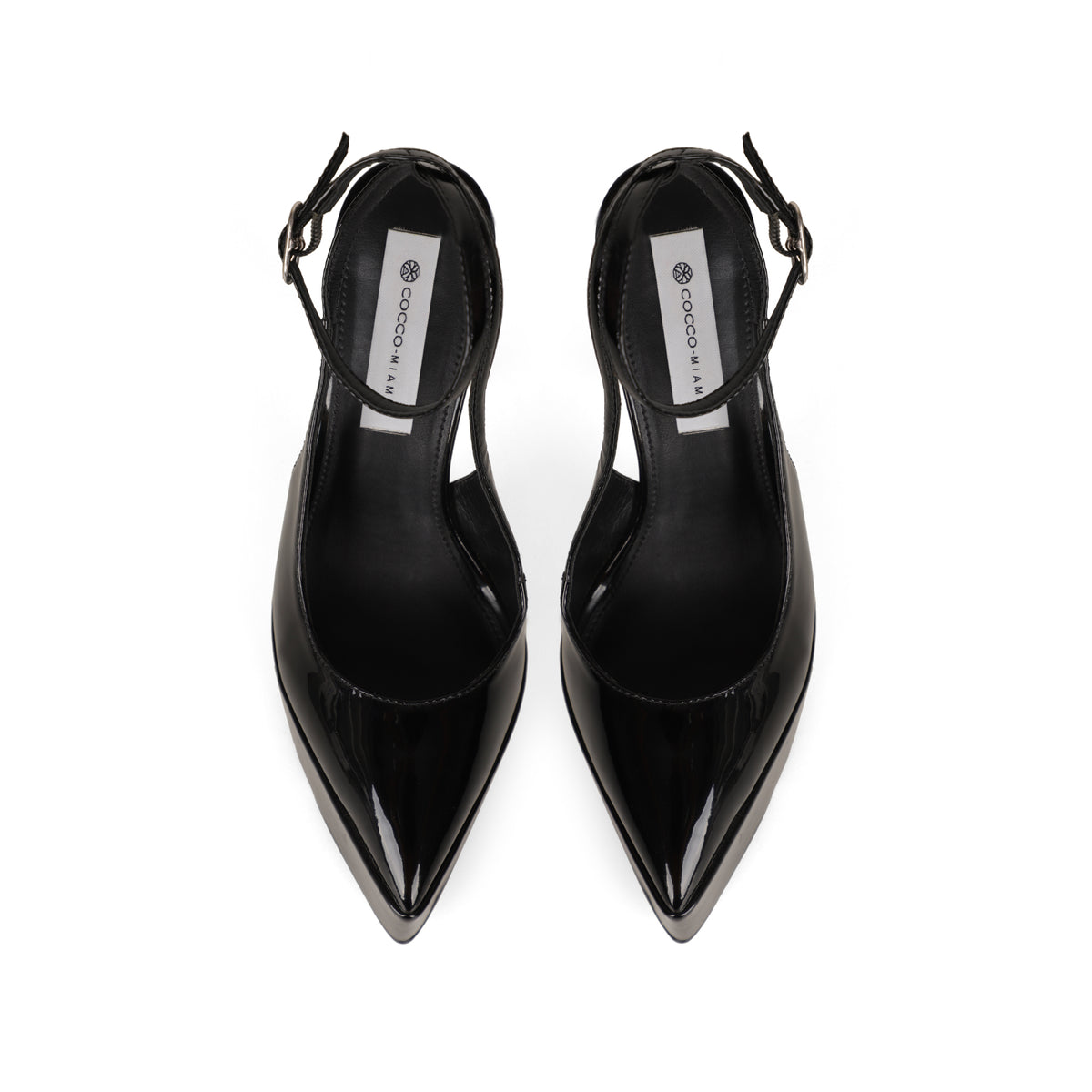 Elle Platform Slingback Pump Black Patent Leather, top view