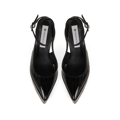 Elle Platform Slingback Pump Black Patent Leather, top view