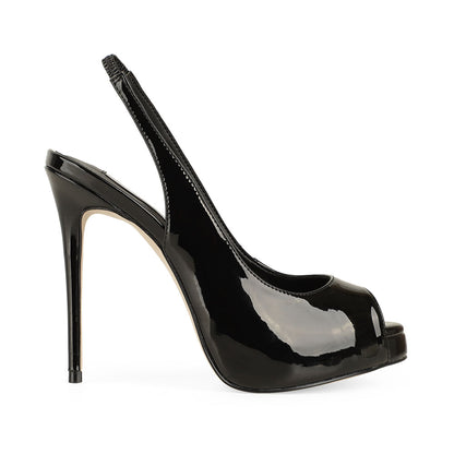 Elisa Peep Toe Black Patent Leather