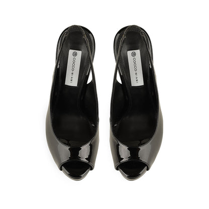 Elisa Peep Toe Black Patent Leather, view 4