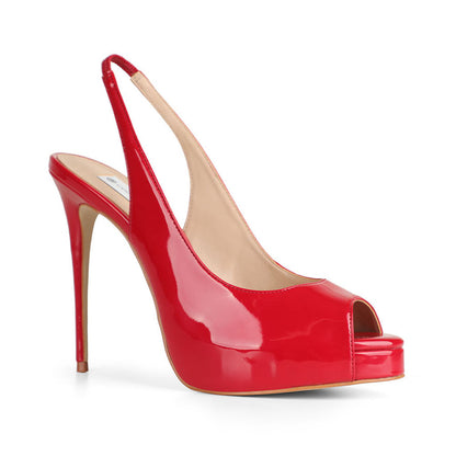 Elisa Peep Toe Red Patent Leather, view 3