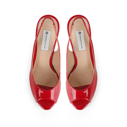 Elisa Peep Toe Red Patent Leather, view 4