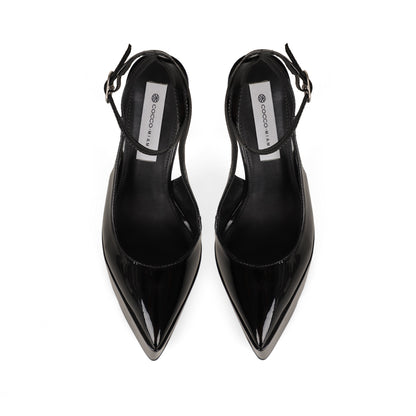 Elle Platform Slingback Pump Black Patent Leather, view 4