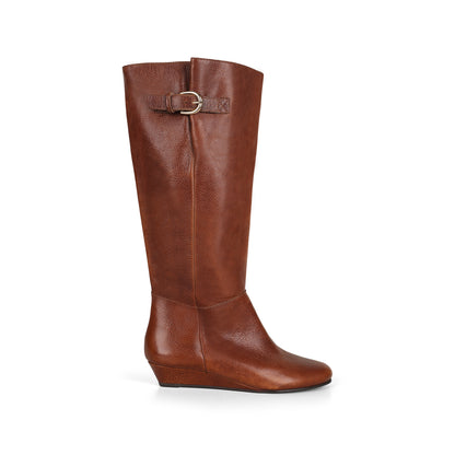 Fey Wedge Boot Cognac Leather