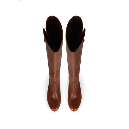 Fey Wedge Boot Cognac Leather