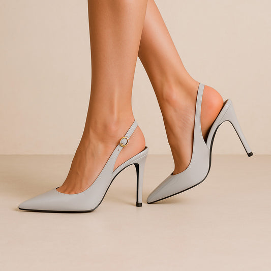Fran Slingback Pump Leather Gray