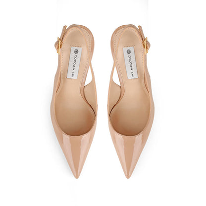 Fran Slingback Pump Nude Patent Leather, view 4