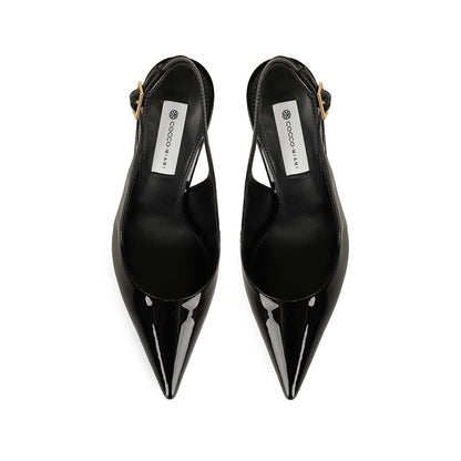Fran Slingback Pump Black Patent Leather, view 4