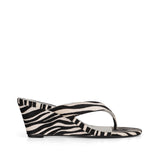 Gianna Wedge Thong Sandal Zebra Leather