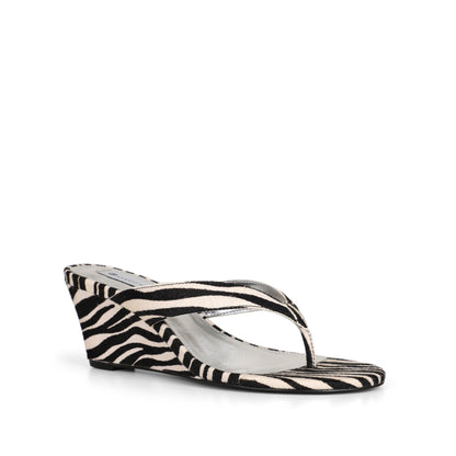 Gianna Wedge Thong Sandal Zebra Leather
