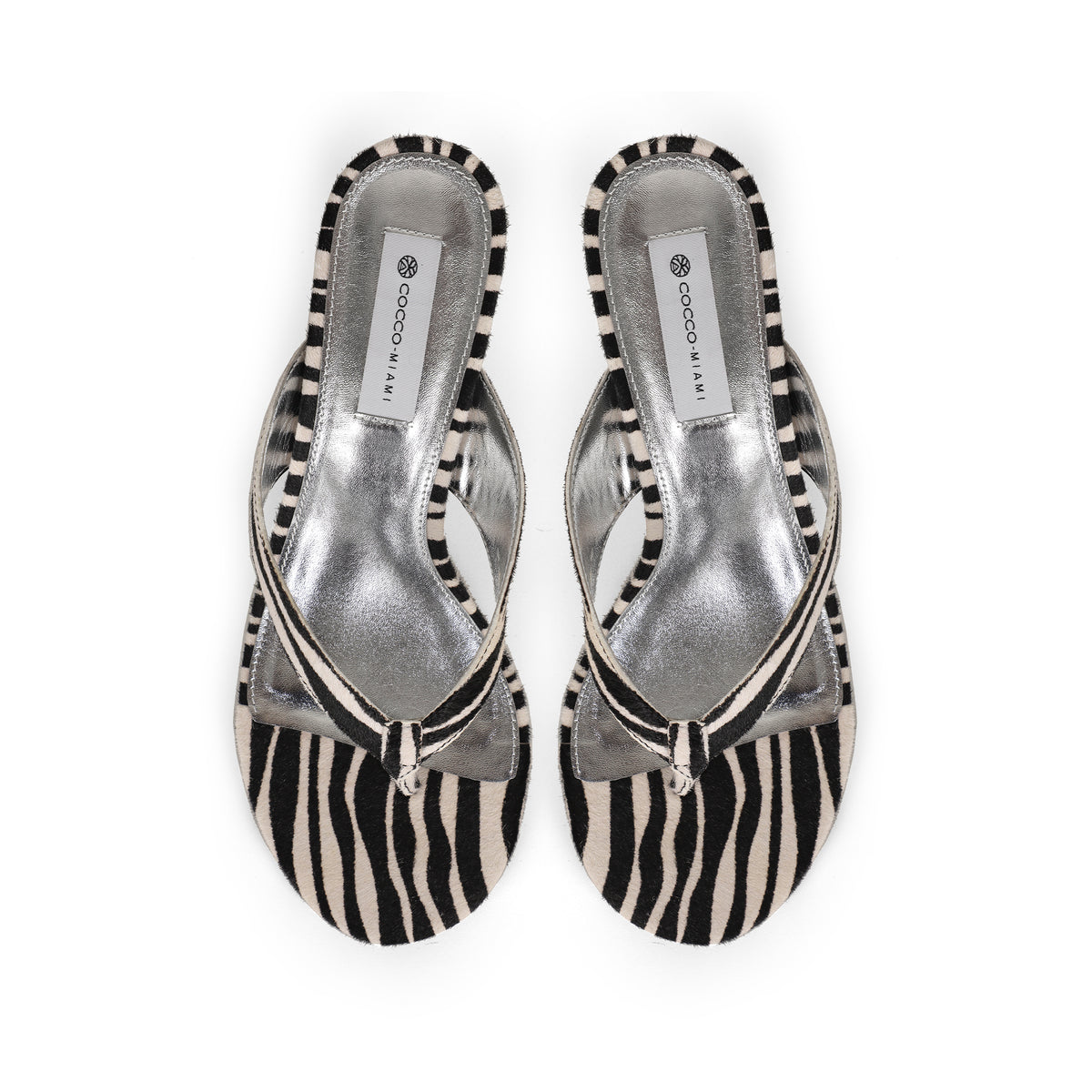 Gianna Wedge Thong Sandal Zebra Leather