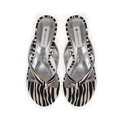 Gianna Wedge Thong Sandal Zebra Leather