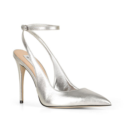 Grace Slingback Pump Leather Silver, view 3