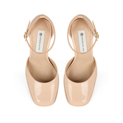 Gwen Platform Sandal Nude Patent Leather, view 3