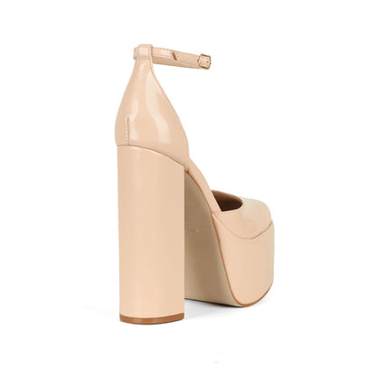 Gwen Platform Sandal Nude Patent Leather, view 4