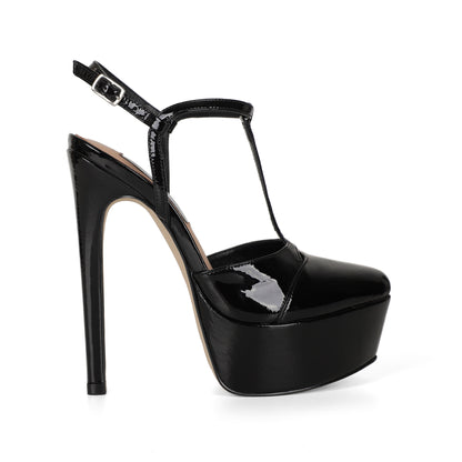 Maite Platform Sandal Black Patent Leather