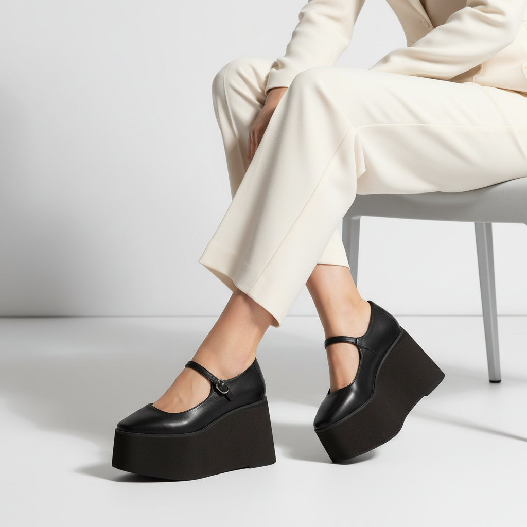 Tamara Platform Black Leather