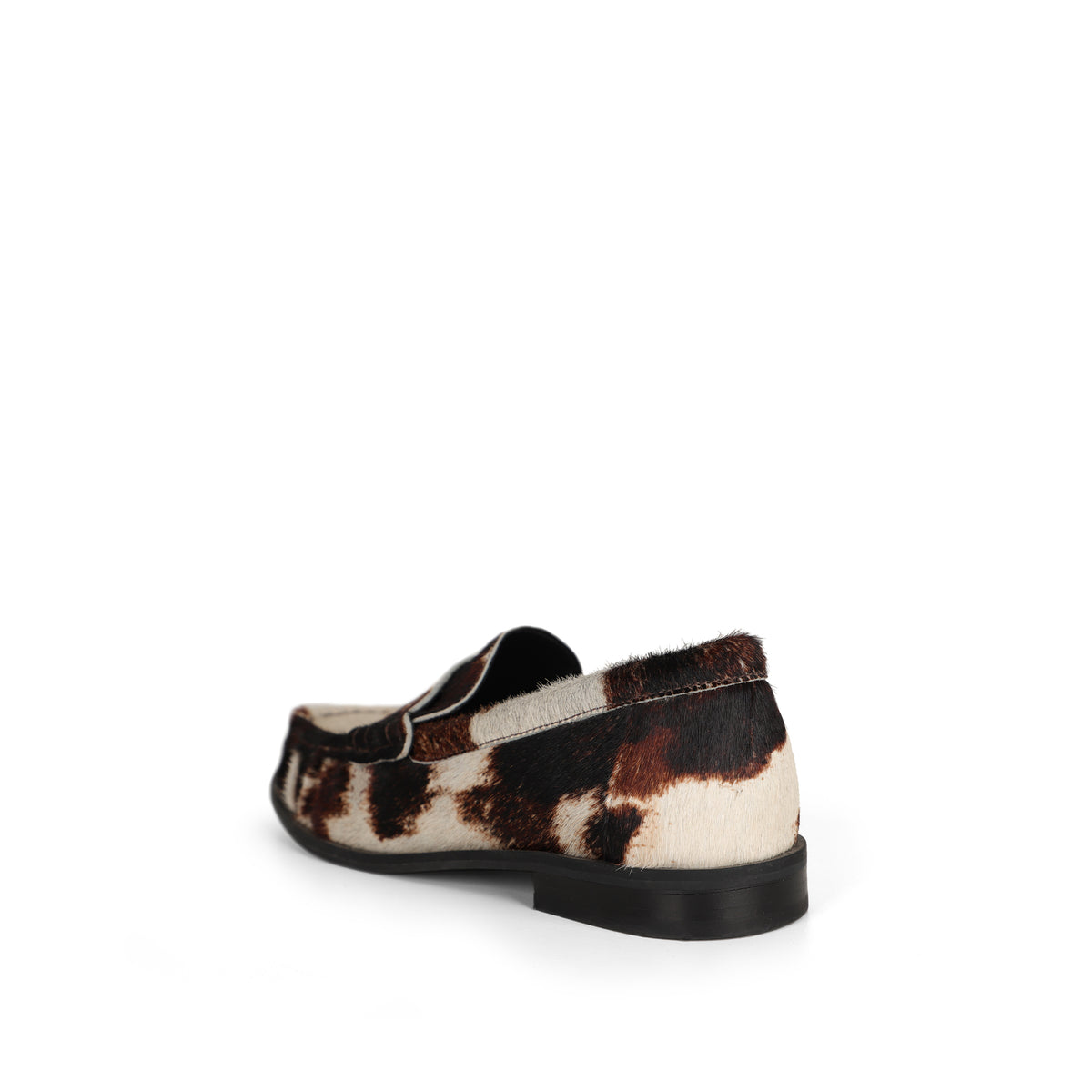 Mocasín Martina de piel con pelo café