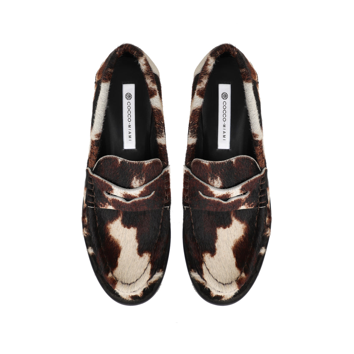 Mocasín Martina de piel con pelo café