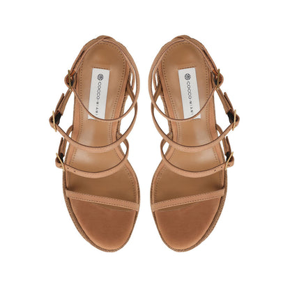 Jessica Wedge Sandals Leather Almond, view 4