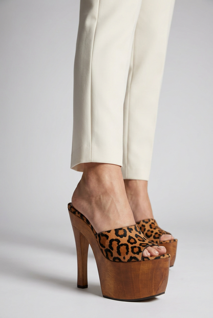 Joana Platform Mule Leopard Hair-On Leather