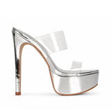 Mule de plataforma Kaila de vinilo cristal