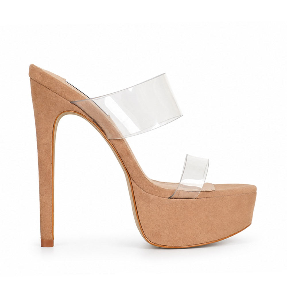 Mule de plataforma Kaila de vinilo nude