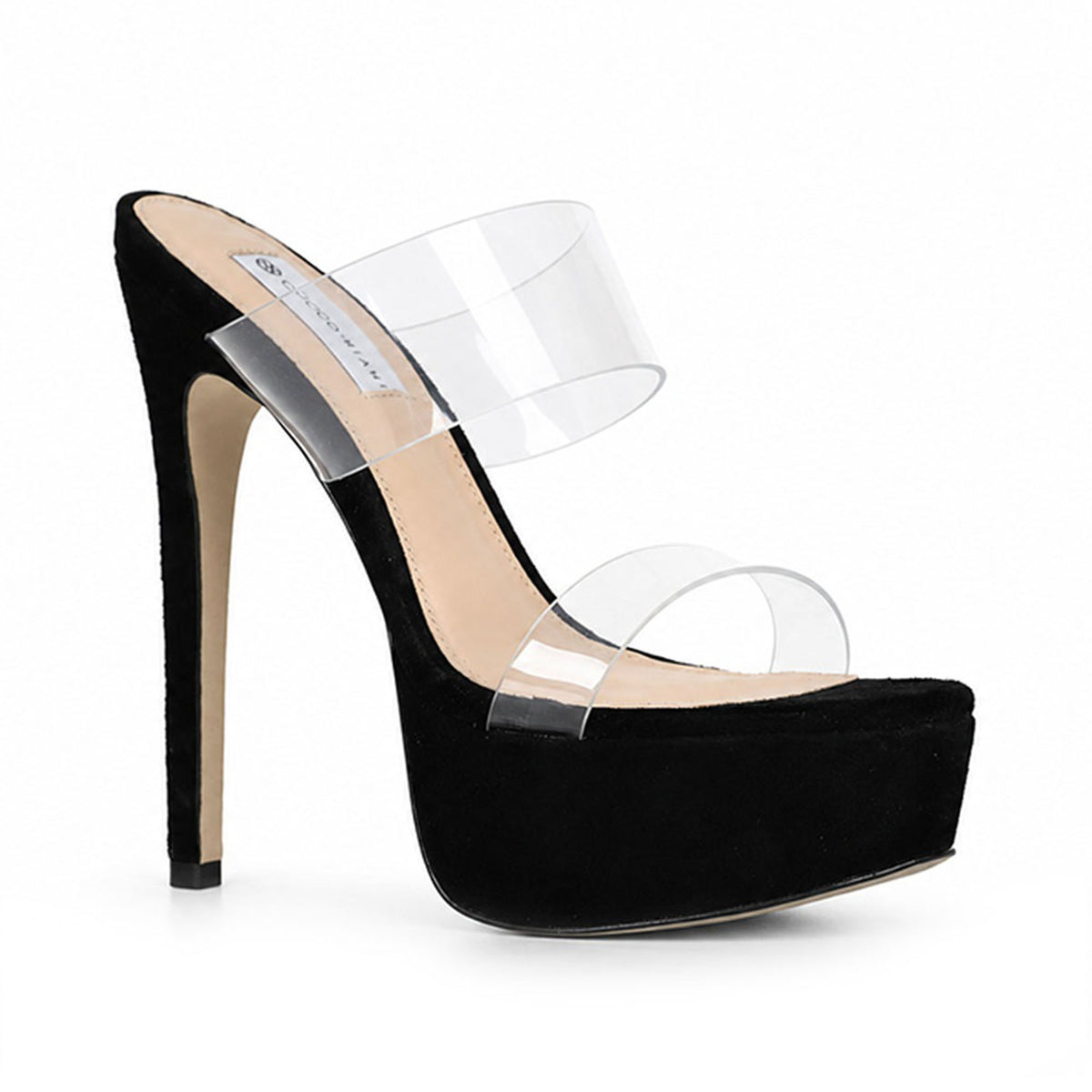 Mule de plataforma Kaila de vinilo negro