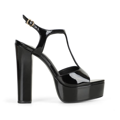 Kelly Platform Sandal Black Patent