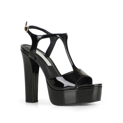 Kelly Platform Sandal Black Patent, view 3