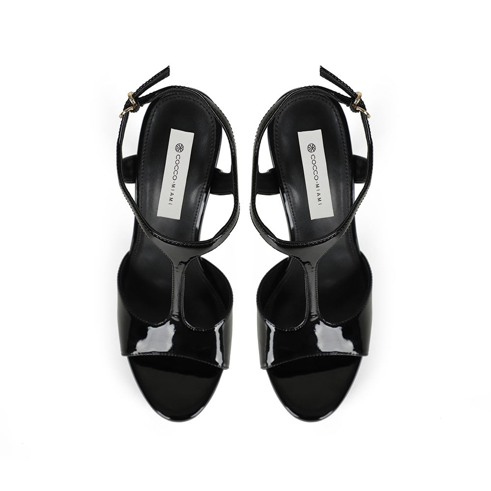 Kelly Platform Sandal Black Patent