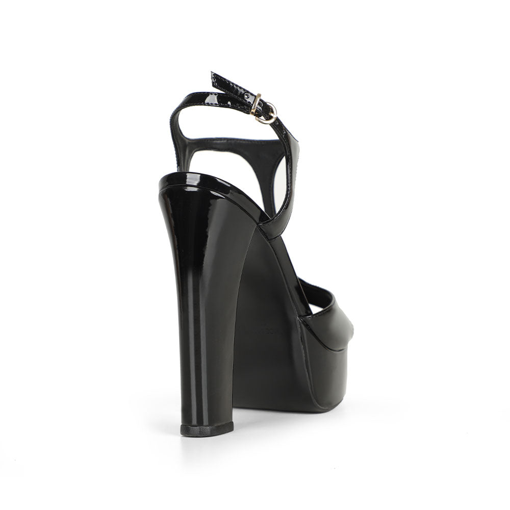 Kelly Platform Sandal Black Patent